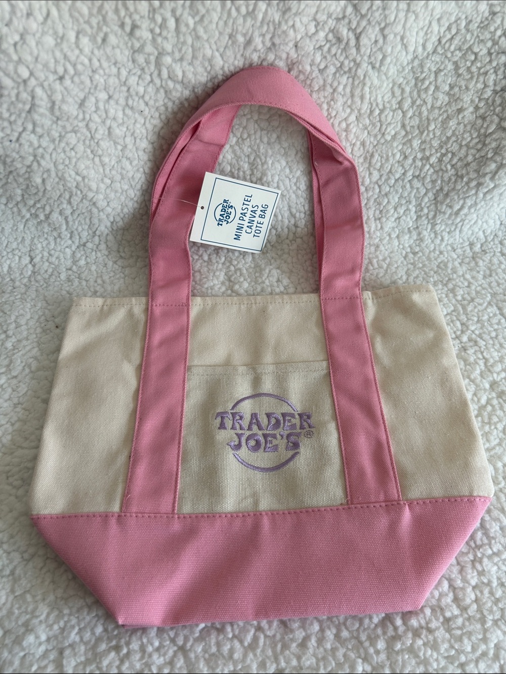 Trader Joe’s Mini Pastel Canvas Tote Bag Pink